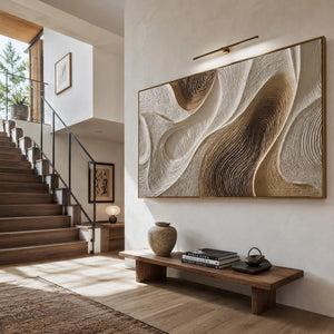 Swirling Brown Relief | Wavy Neutral Canvas Painting
