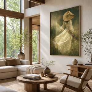 Girl In Meadow | Vintage Figurative Oil Painting