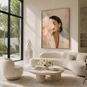 Floral Portrait | Soft Pastel Textured Canvas Painting