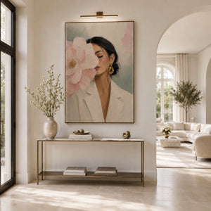 Floral Portrait | Soft Pastel Textured Canvas Painting