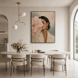 Floral Portrait | Soft Pastel Textured Canvas Painting