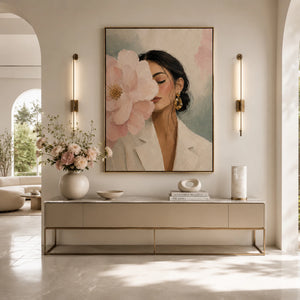 Floral Portrait | Soft Pastel Textured Canvas Painting