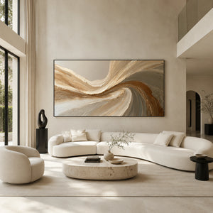 Earth Tone Swirling Plaster Abstract | 3D Textured Wall Art