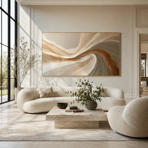 Earth Tone Swirling Plaster Abstract | 3D Textured Wall Art