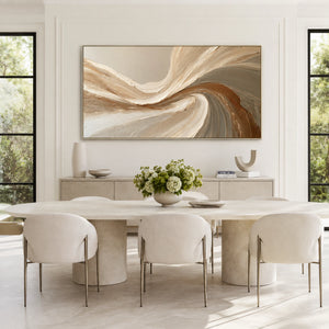 Earth Tone Swirling Plaster Abstract | 3D Textured Wall Art