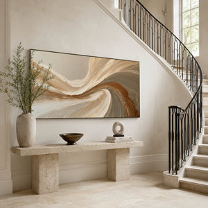 Earth Tone Swirling Plaster Abstract | 3D Textured Wall Art