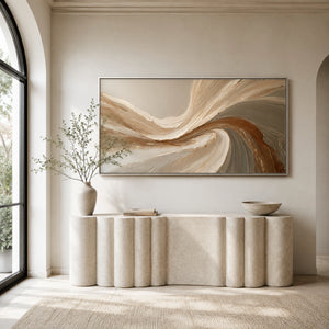 Earth Tone Swirling Plaster Abstract | 3D Textured Wall Art