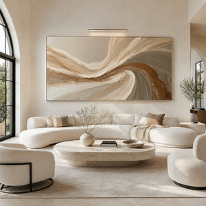 Earth Tone Swirling Plaster Abstract | 3D Textured Wall Art
