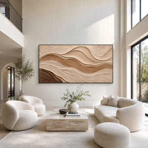 Terracotta Flow | Wavy Neutral Canvas Painting
