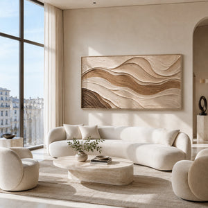 Terracotta Flow | Wavy Neutral Canvas Painting