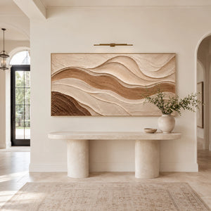 Terracotta Flow | Wavy Neutral Canvas Painting