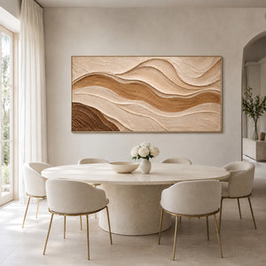Terracotta Flow | Wavy Neutral Canvas Painting