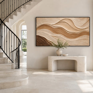 Terracotta Flow | Wavy Neutral Canvas Painting