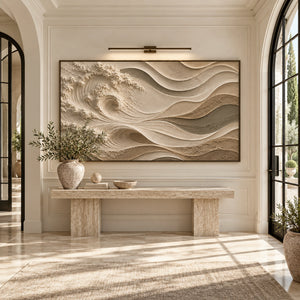 Beige Tidal Wave Relief Canvas | Thick Impasto Painting