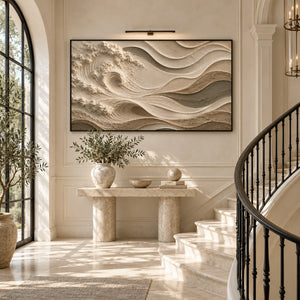 Beige Tidal Wave Relief Canvas | Thick Impasto Painting