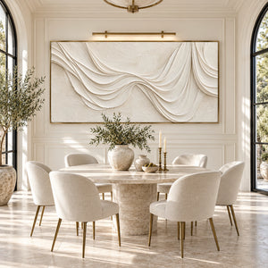 Off White Draped Fabric Plaster Art | 3D Textured Wall Art