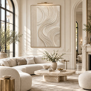 Cream Curved Line Plaster Abstract | 3D Textured Wall Art