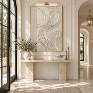 Cream Curved Line Plaster Abstract | 3D Textured Wall Art