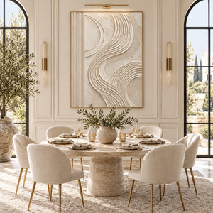 Cream Curved Line Plaster Abstract | 3D Textured Wall Art