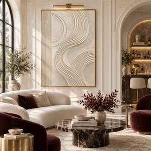 Cream Curved Line Plaster Abstract | 3D Textured Wall Art