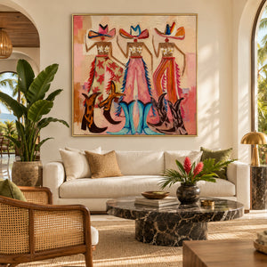 Three Tropical Hula Dancers Figure Art | 3D Textured Wall Art