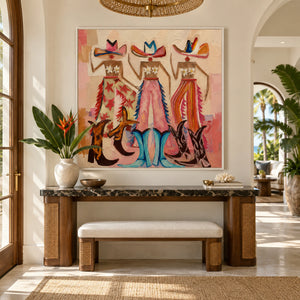 Three Tropical Hula Dancers Figure Art | 3D Textured Wall Art