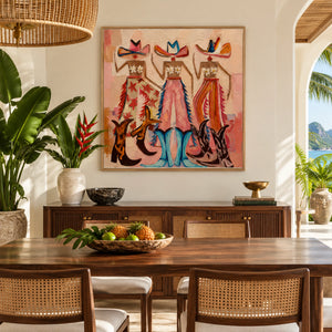 Three Tropical Hula Dancers Figure Art | 3D Textured Wall Art