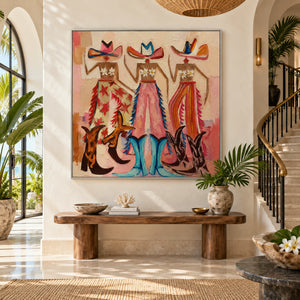 Three Tropical Hula Dancers Figure Art | 3D Textured Wall Art