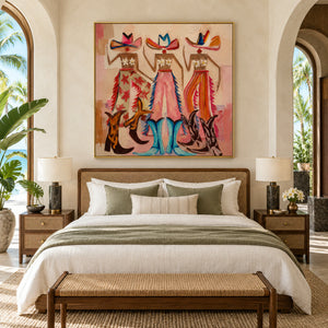 Three Tropical Hula Dancers Figure Art | 3D Textured Wall Art