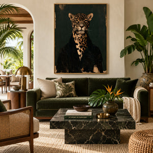 Elegant Leopard Gentleman Abstract Art | Quiet Luxury Wall Decor