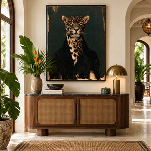 Elegant Leopard Gentleman Abstract Art | Quiet Luxury Wall Decor