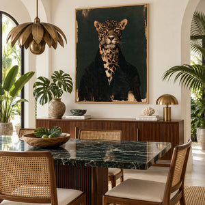 Elegant Leopard Gentleman Abstract Art | Quiet Luxury Wall Decor