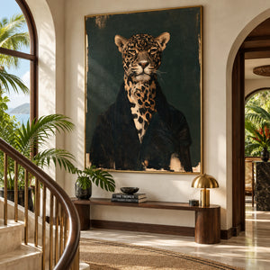 Elegant Leopard Gentleman Abstract Art | Quiet Luxury Wall Decor