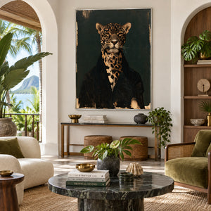 Elegant Leopard Gentleman Abstract Art | Quiet Luxury Wall Decor