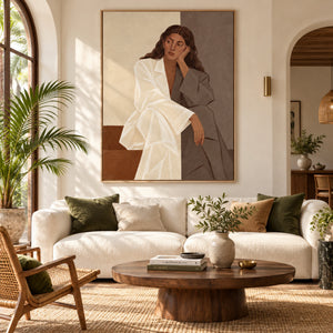 Relaxed Woman Portrait Plaster Art | 3D Textured Wall Art