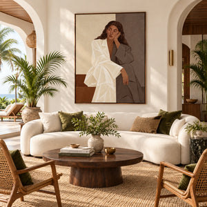 Relaxed Woman Portrait Plaster Art | 3D Textured Wall Art
