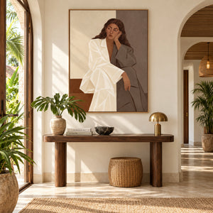Relaxed Woman Portrait Plaster Art | 3D Textured Wall Art