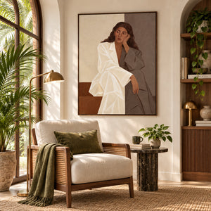 Relaxed Woman Portrait Plaster Art | 3D Textured Wall Art