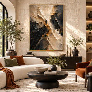 Midnight Current | Luxe Contrast Abstract Wall Piece