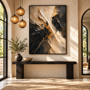 Midnight Current | Luxe Contrast Abstract Wall Piece