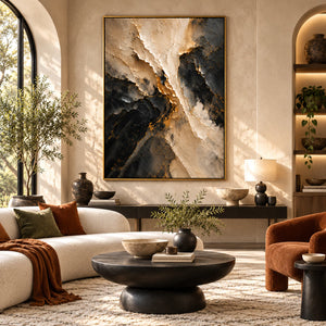Midnight Current | Luxe Contrast Abstract Wall Piece
