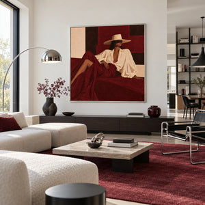 Lady In Burgundy Skirt | Modern Textured Figurative Wall Art