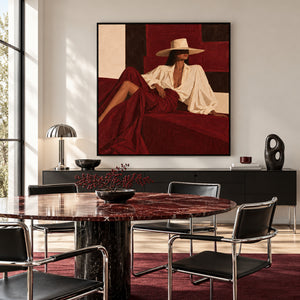 Lady In Burgundy Skirt | Modern Textured Figurative Wall Art