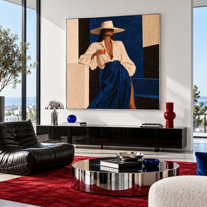 Lady In Royal Blue Skirt | Modern Textured Figurative Wall Art
