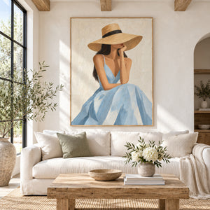 Wide Straw Hat | Impasto Portrait Canvas Painting