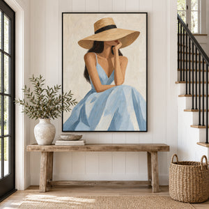 Wide Straw Hat | Impasto Portrait Canvas Painting