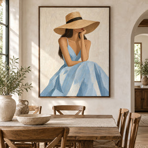 Wide Straw Hat | Impasto Portrait Canvas Painting