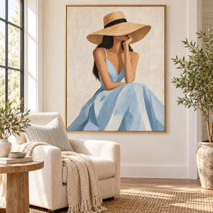 Wide Straw Hat | Impasto Portrait Canvas Painting