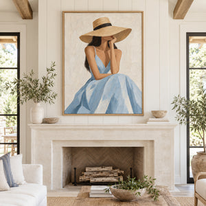 Wide Straw Hat | Impasto Portrait Canvas Painting