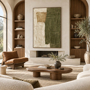 Earth & Olive Sketch | Textured Neutral Canvas Painting
